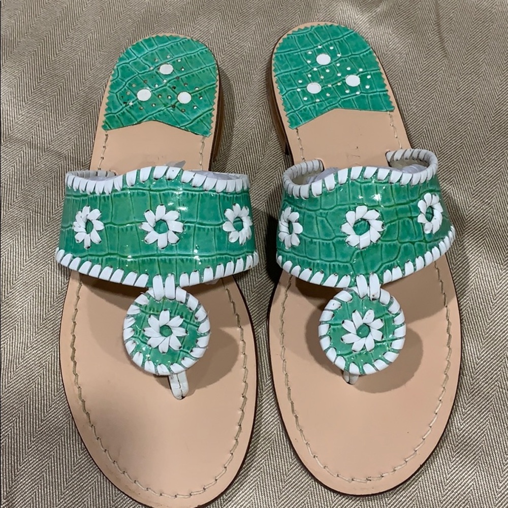 Jack Rogers Mint Green & White Sandals Sz 8